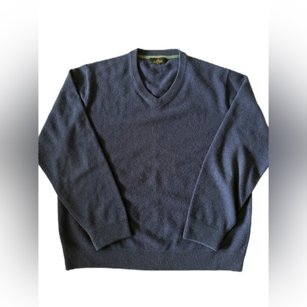 Alashan Cashmere Navy V Neck Long‎ Sleeve Sweater Size XL